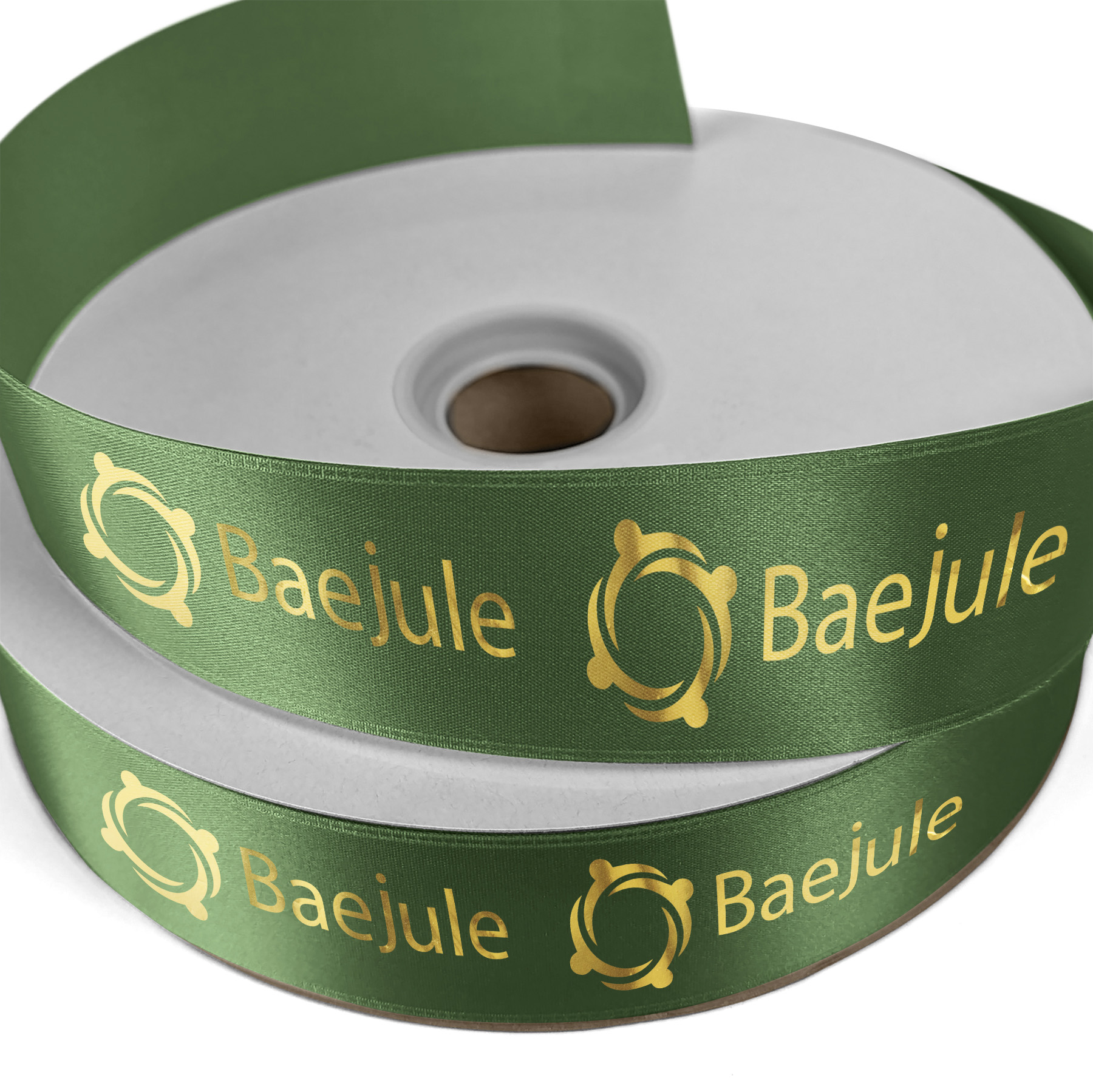 1 1/2" Badge Satin Ribbon - 25yrd Roll- Foil Print 1
