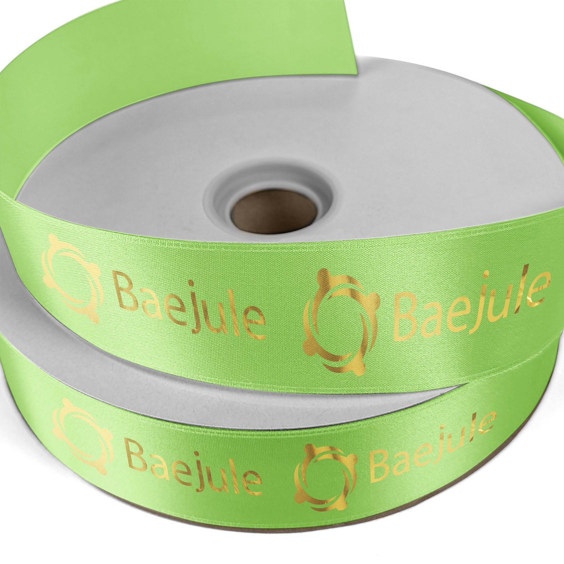 1 1/2" Badge Satin Ribbon - 25yrd Roll- Foil Print 1