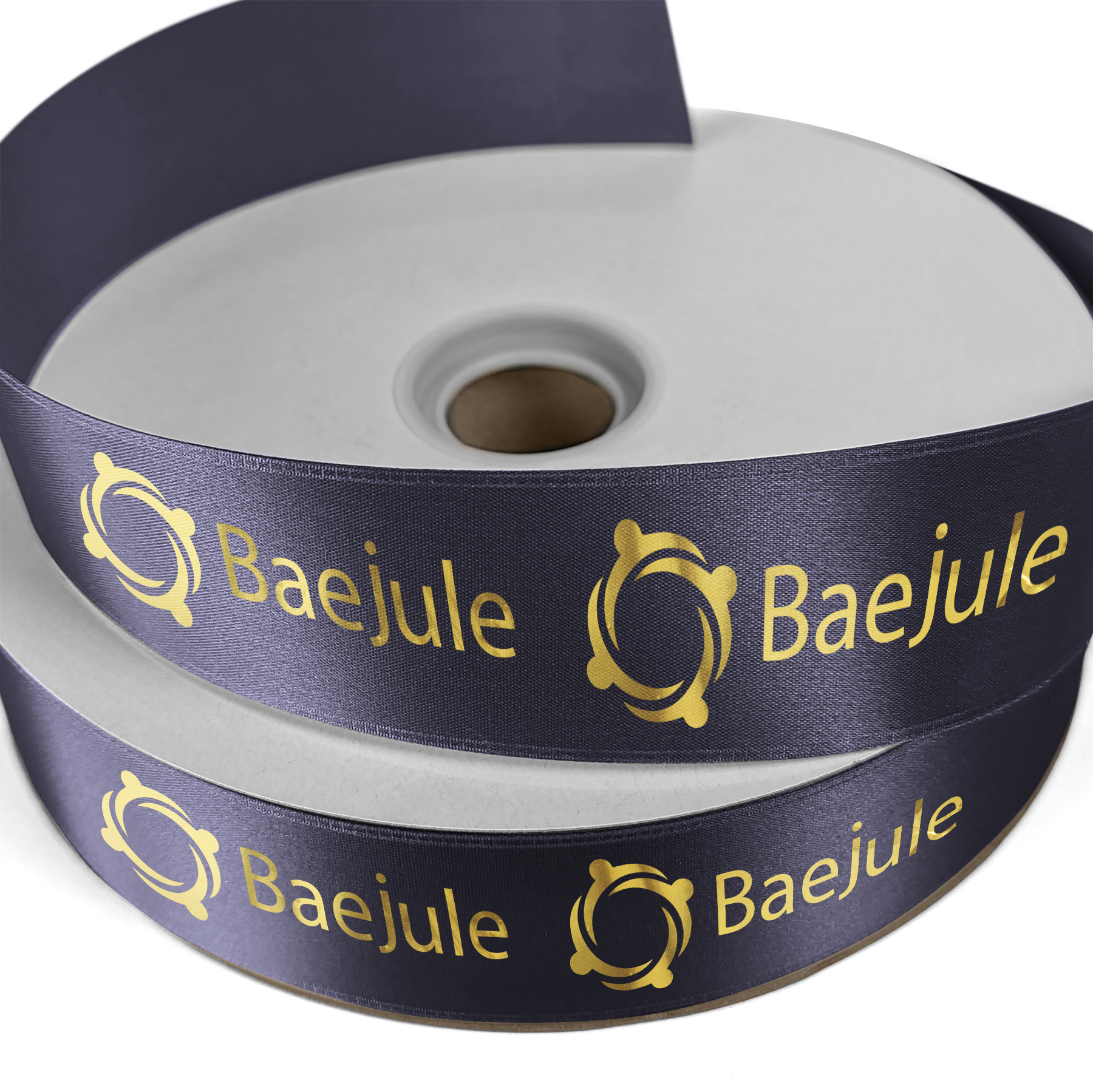 1 1/2" Badge Satin Ribbon - 25yrd Roll- Foil Print 1