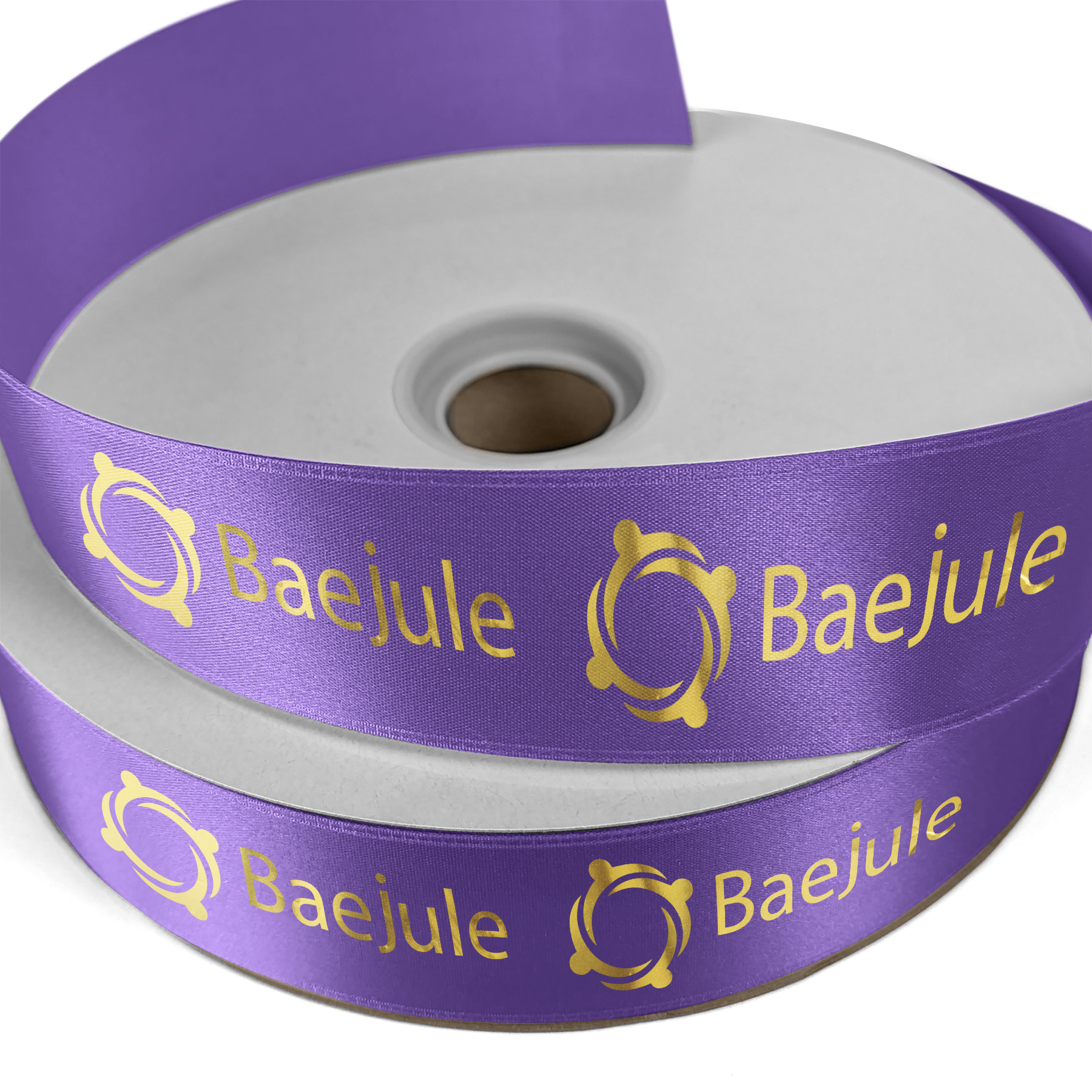 1 1/2" Badge Satin Ribbon - 25yrd Roll- Foil Print 1