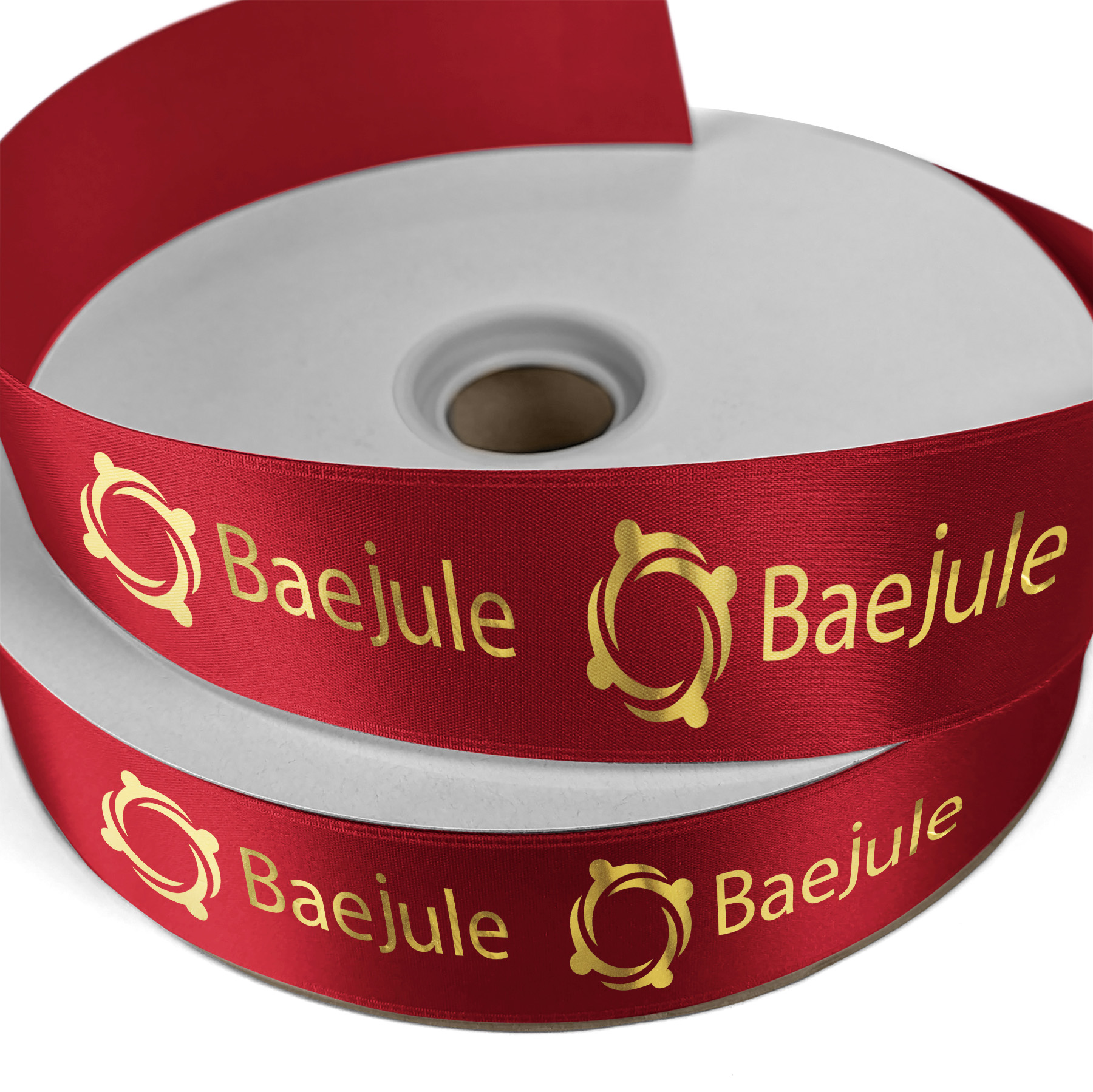 1 1/2" Badge Satin Ribbon - 25yrd Roll- Foil Print 1