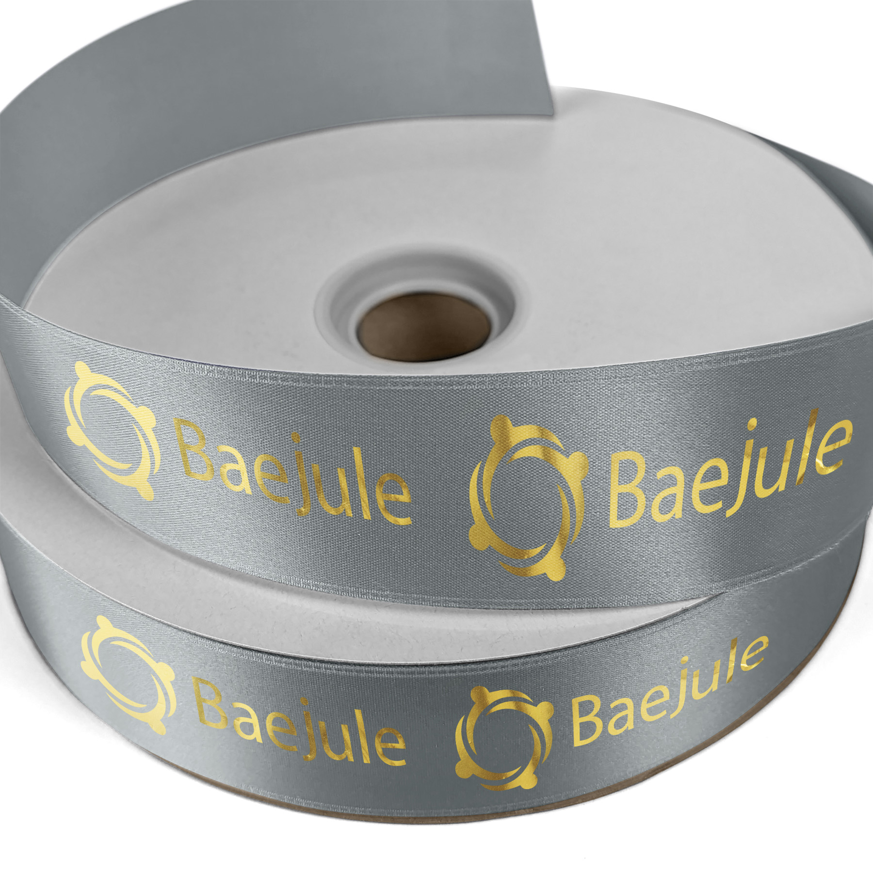 1 1/2" Badge Satin Ribbon - 25yrd Roll- Foil Print 1