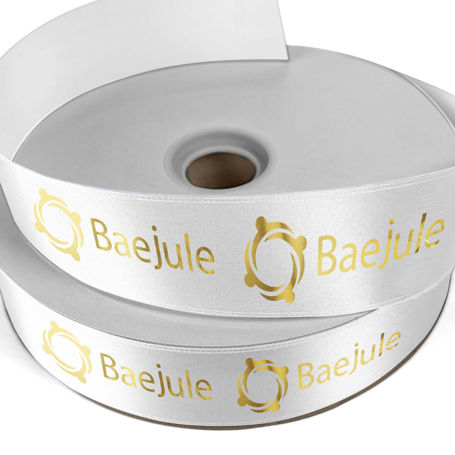 1 1/2" Badge Satin Ribbon - 25yrd Roll- Foil Print 1