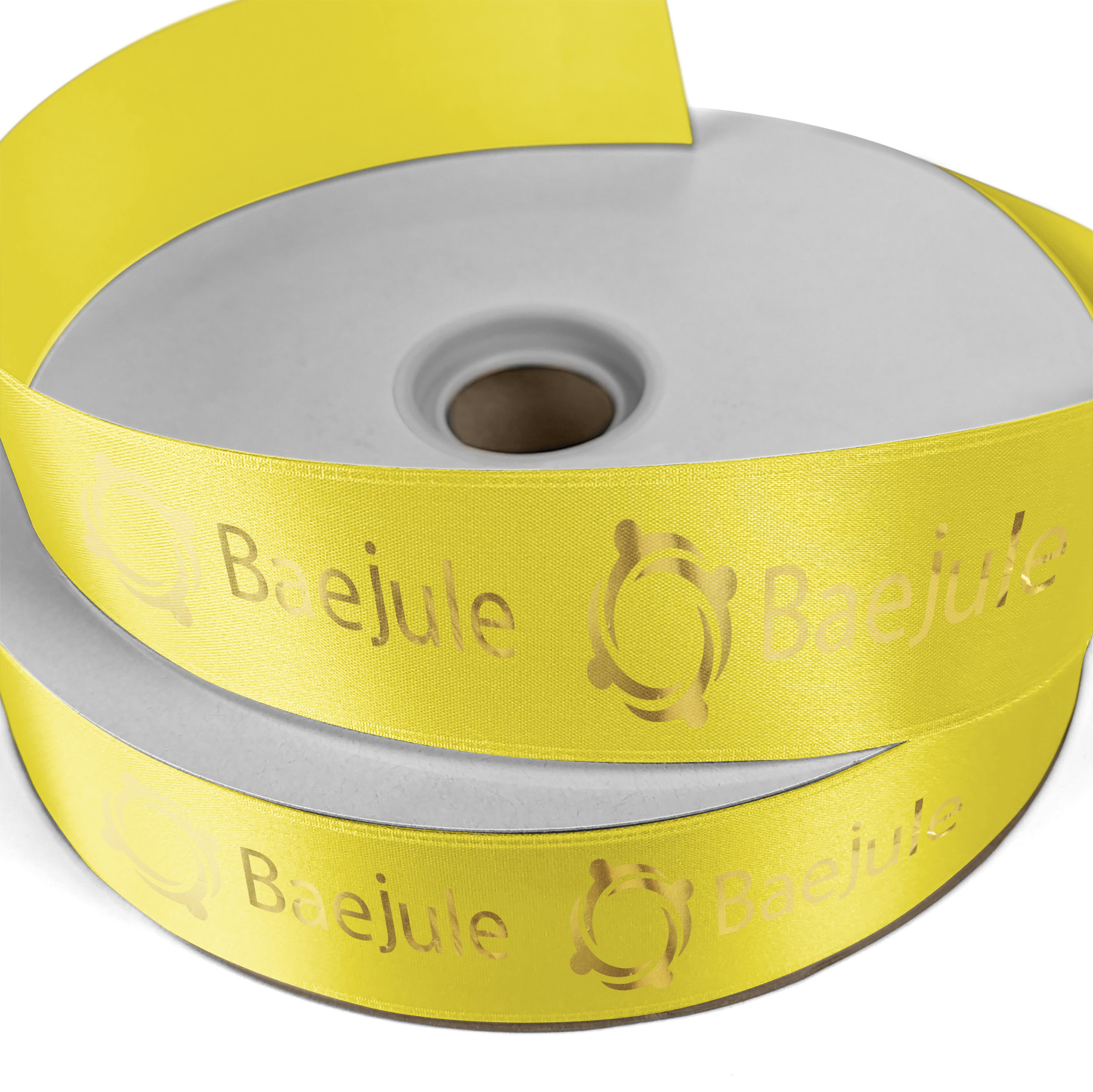 1 1/2" Badge Satin Ribbon - 25yrd Roll- Foil Print 1