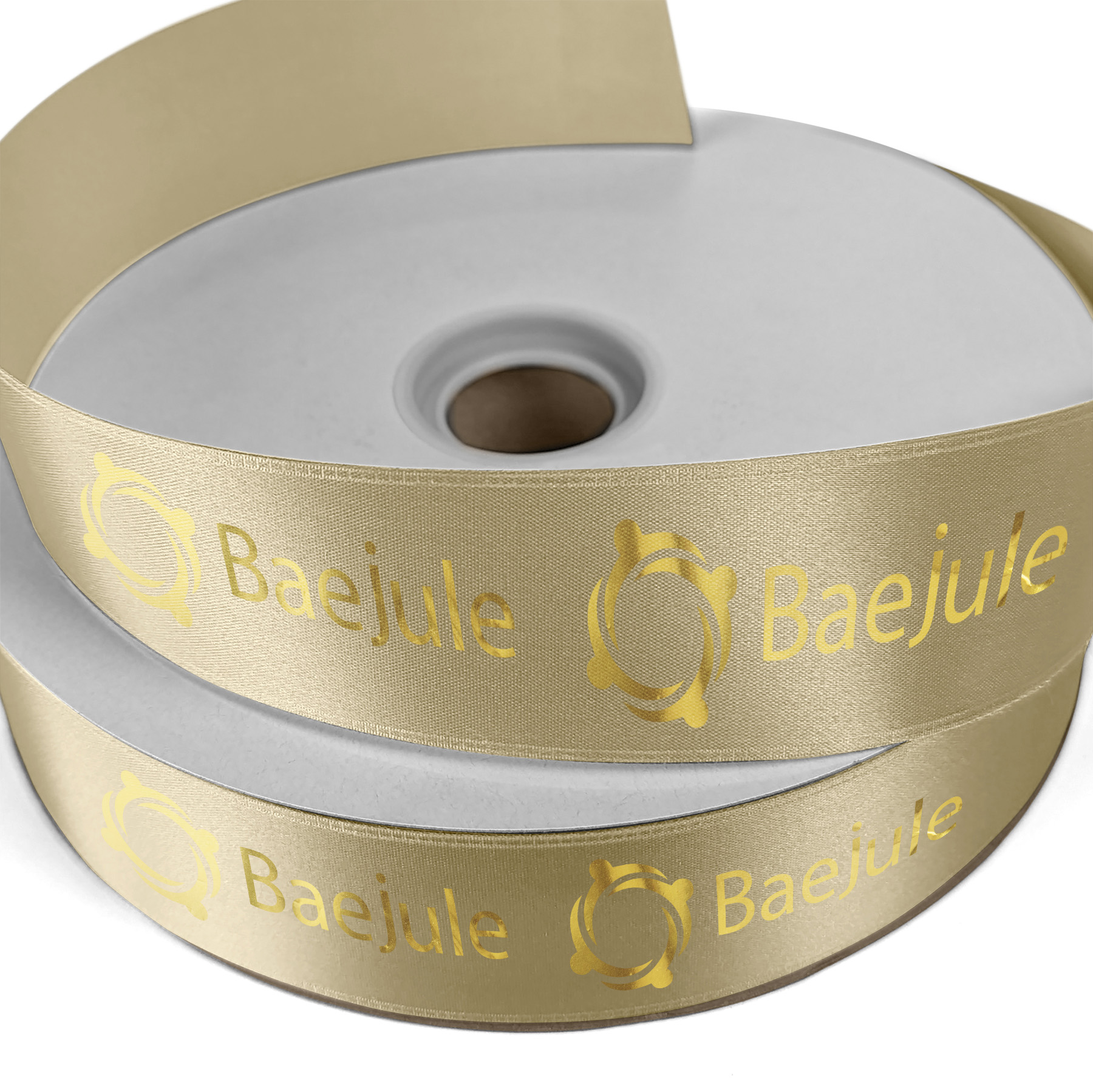 1 1/2" Badge Satin Ribbon - 25yrd Roll- Foil Print 1