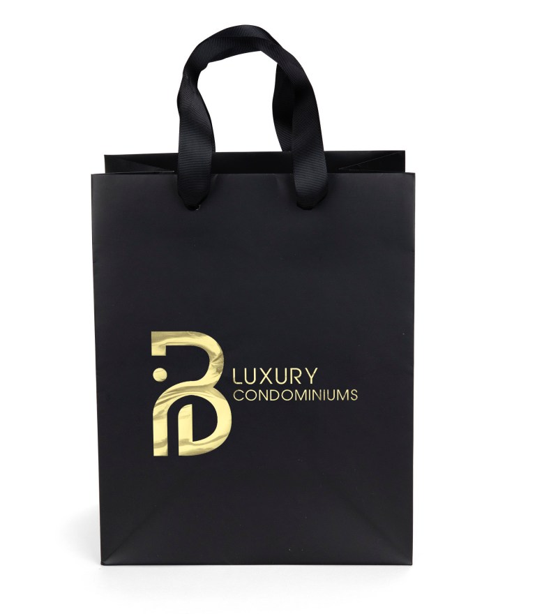 Elizabeth™ - Ribbon Handle Matte Eurotote - Foil Print 1 Elizabeth™ - Ribbon Handle Matte Eurotote - Foil Print 1