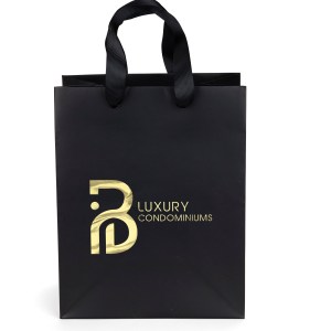 Elizabeth™ - Ribbon Handle Matte Eurotote - Foil Print 1 Elizabeth™ - Ribbon Handle Matte Eurotote - Foil Print 1