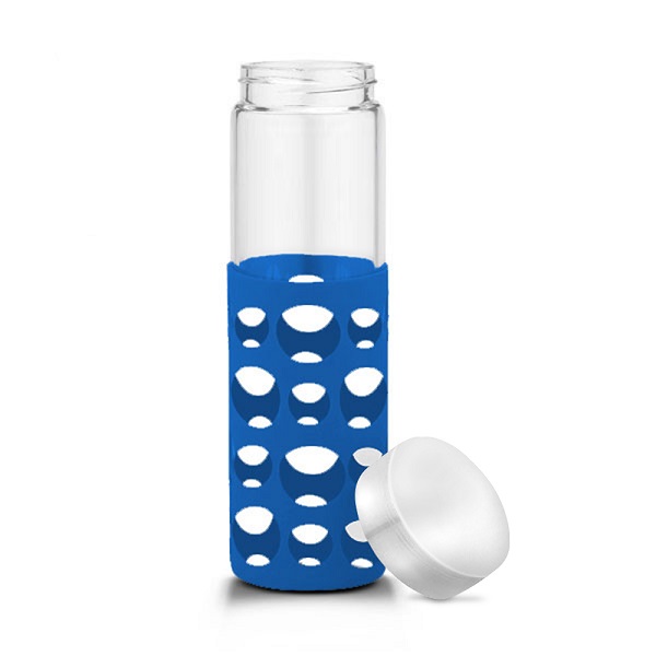 20 oz Silicone Round Cutouts Glass Bottle 1