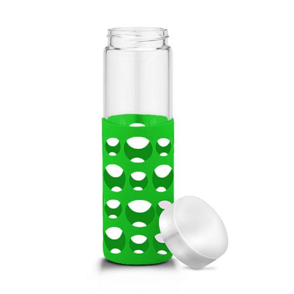 20 oz Silicone Round Cutouts Glass Bottle 1