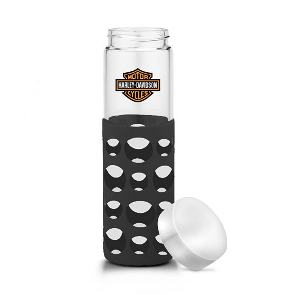 20 oz Silicone Round Cutouts Glass Bottle 1