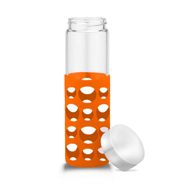 20 oz Silicone Round Cutouts Glass Bottle 1