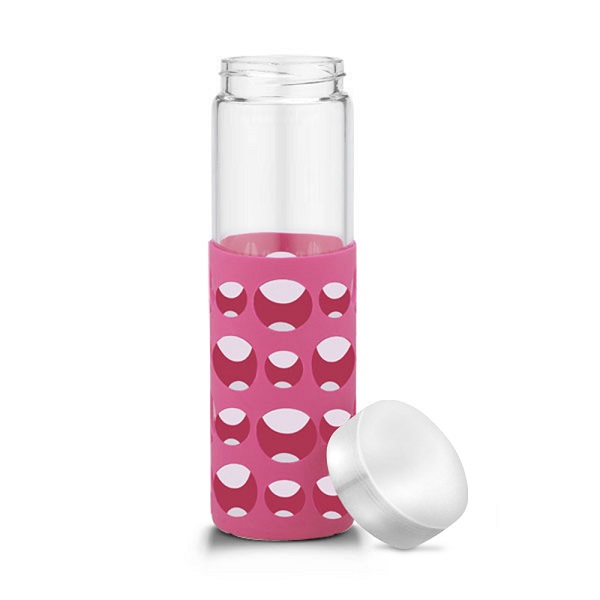 20 oz Silicone Round Cutouts Glass Bottle 1