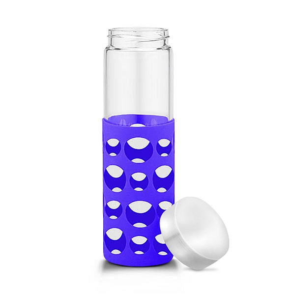 20 oz Silicone Round Cutouts Glass Bottle 1