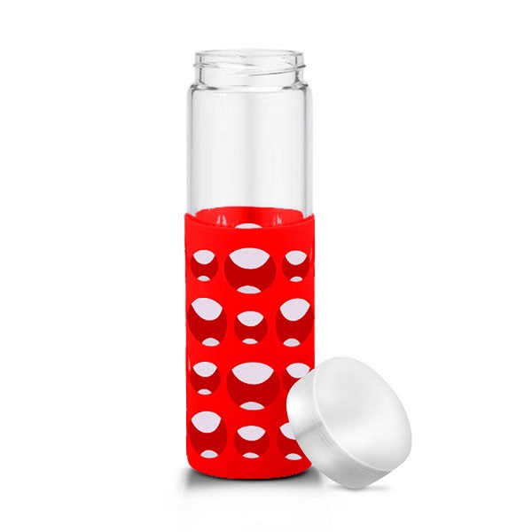 20 oz Silicone Round Cutouts Glass Bottle 1