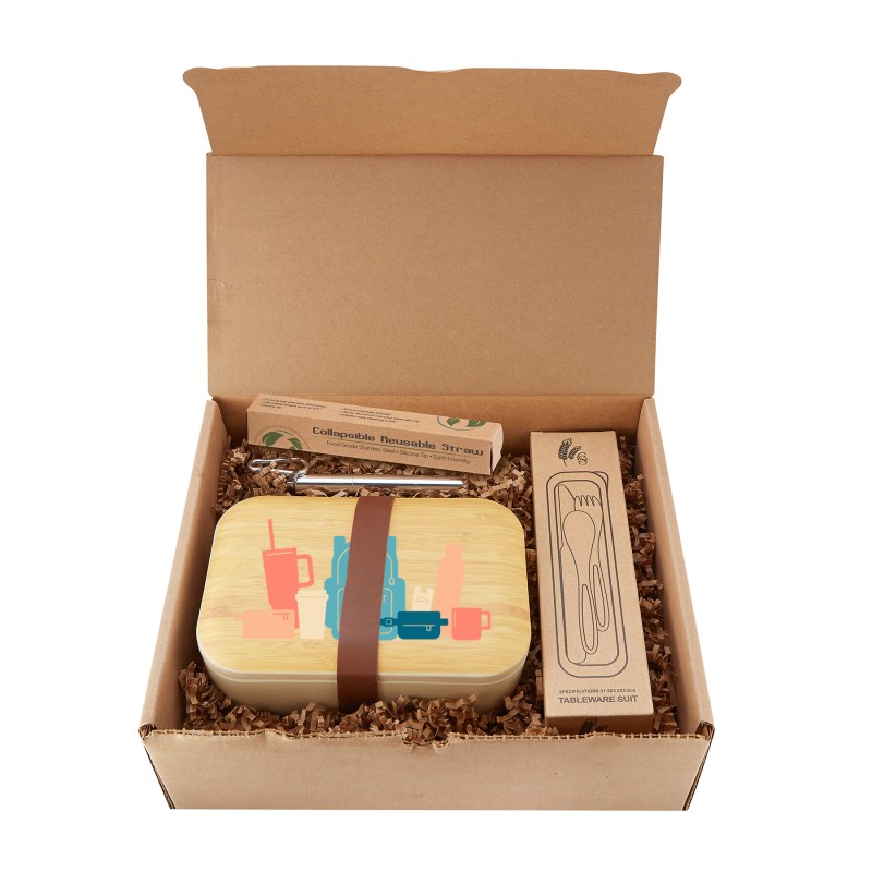 Organic Bento Lunch Set w/Eco Cutlery and Straw 1 Organic Bento Lunch Set w/Eco Cutlery and Straw 1