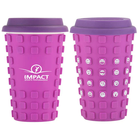 Sili Square 14 Oz. Ceramic Cup with Silicone Sleeve and Emotion Faces 1