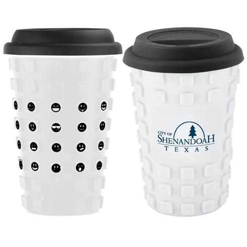 Sili Square 14 Oz. Ceramic Cup with Silicone Sleeve and Emotion Faces 1