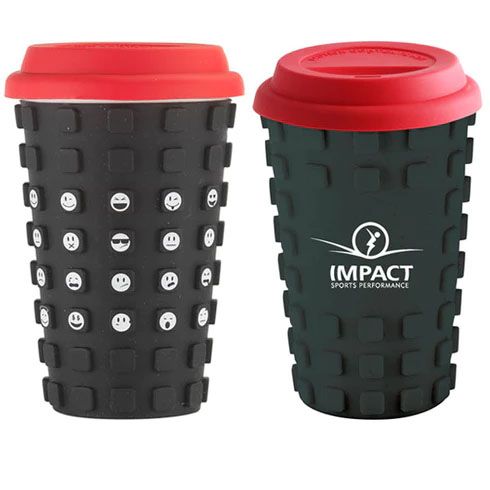 Sili Square 14 Oz. Ceramic Cup with Silicone Sleeve and Emotion Faces 1