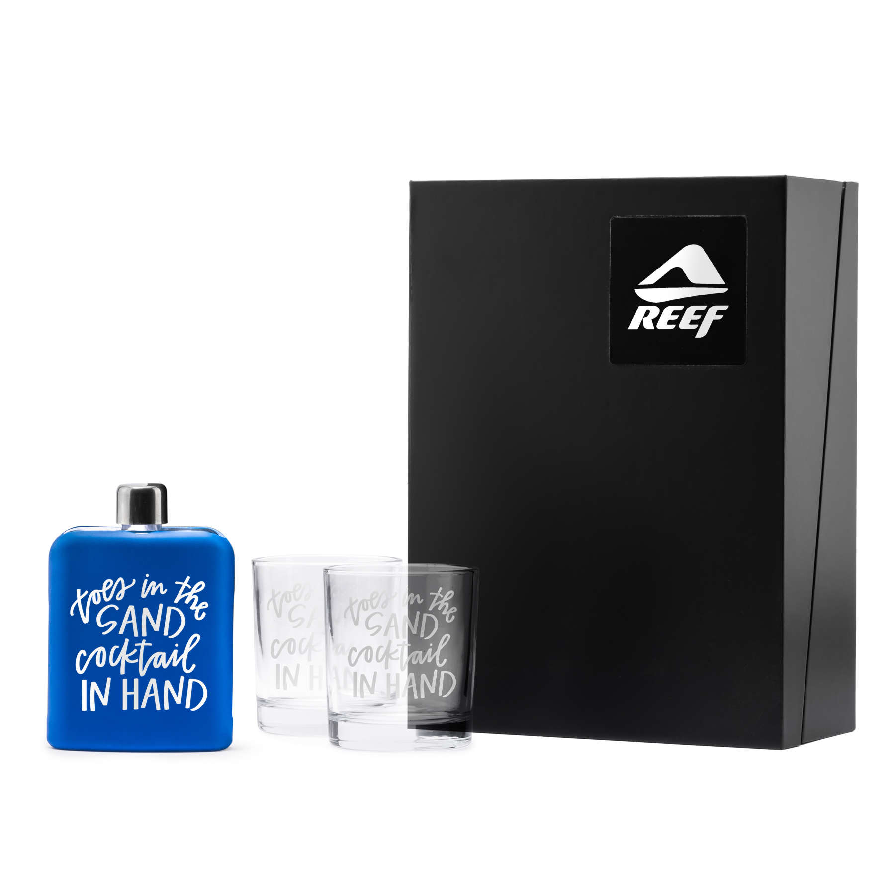 6 oz Flask & 10 oz Island Rocks Glasses - Gift Set 1 6 oz Flask & 10 oz Island Rocks Glasses - Gift Set 1