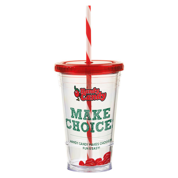 16 oz Slurpy with Colored Lid & Striped Straw Tumbler 1
