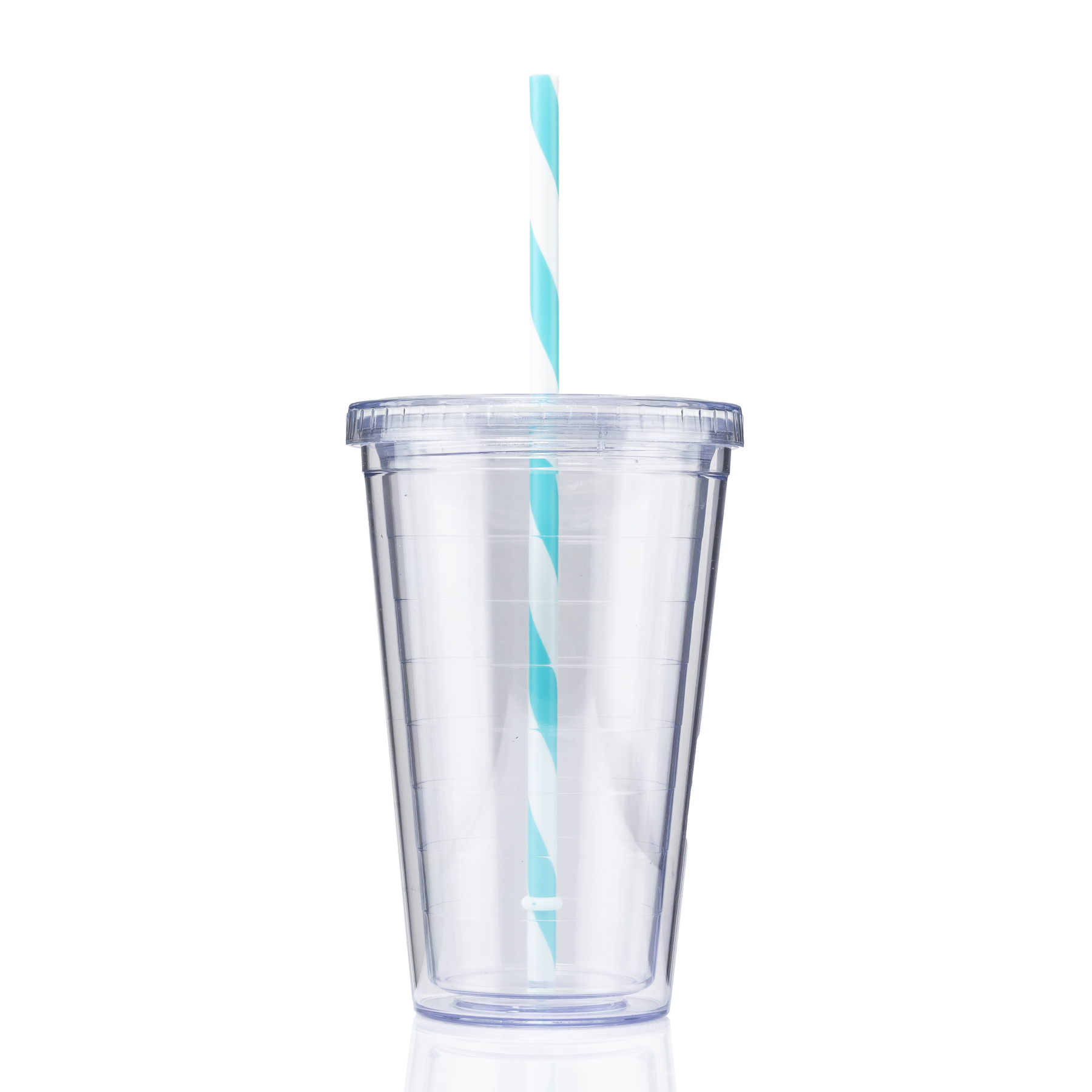 16 oz Slurpy with Colored Lid & Striped Straw Tumbler 1