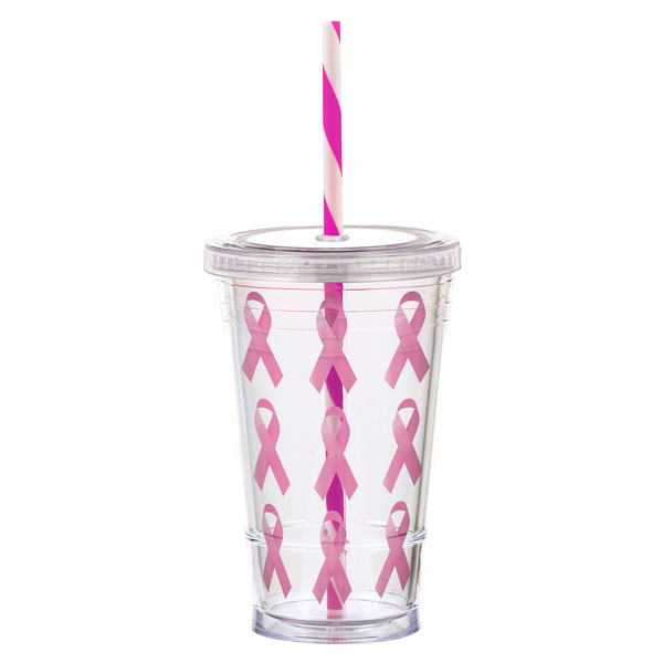 16 oz Slurpy with Colored Lid & Striped Straw Tumbler 1