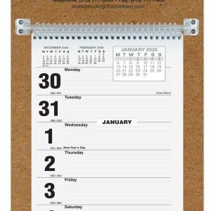 Foil Stamped Weekly Calendar w/Monday Start (7"x 13") 1 Foil Stamped Weekly Calendar w/Monday Start (7"x 13") 1