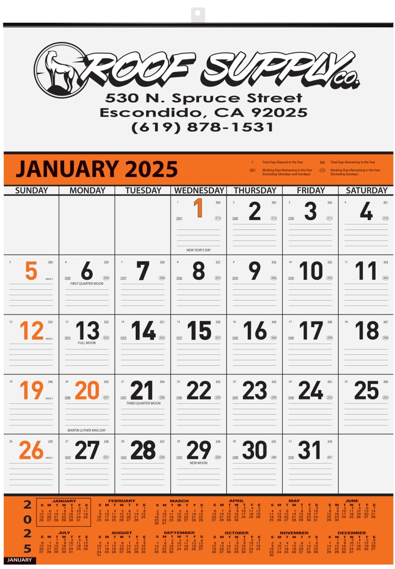 Orange Contractor Calendar w/1 Color Imprint (18"x 25") 1 Orange Contractor Calendar w/1 Color Imprint (18"x 25") 1
