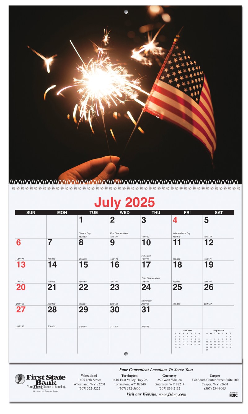 Old Glory Monthly Wall Calendar w/Coil Binding (10 5/8"x 18 ¼") 1 Old Glory Monthly Wall Calendar w/Coil Binding (10 5/8"x 18 ¼") 1