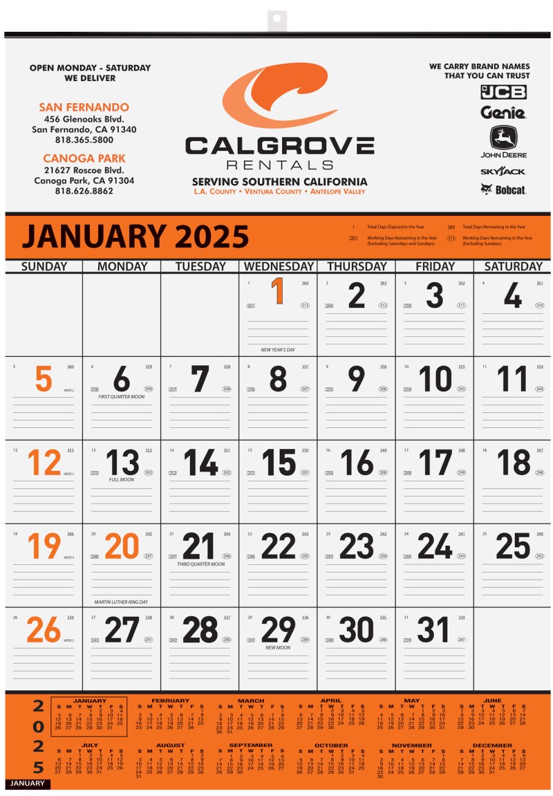 Orange Contractor Calendar w/2 Color Imprint (18"x 25") 1 Orange Contractor Calendar w/2 Color Imprint (18"x 25") 1