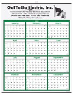 Green Border Modern Yearly Calendar w/Top Imprint 1 Green Border Modern Yearly Calendar w/Top Imprint 1