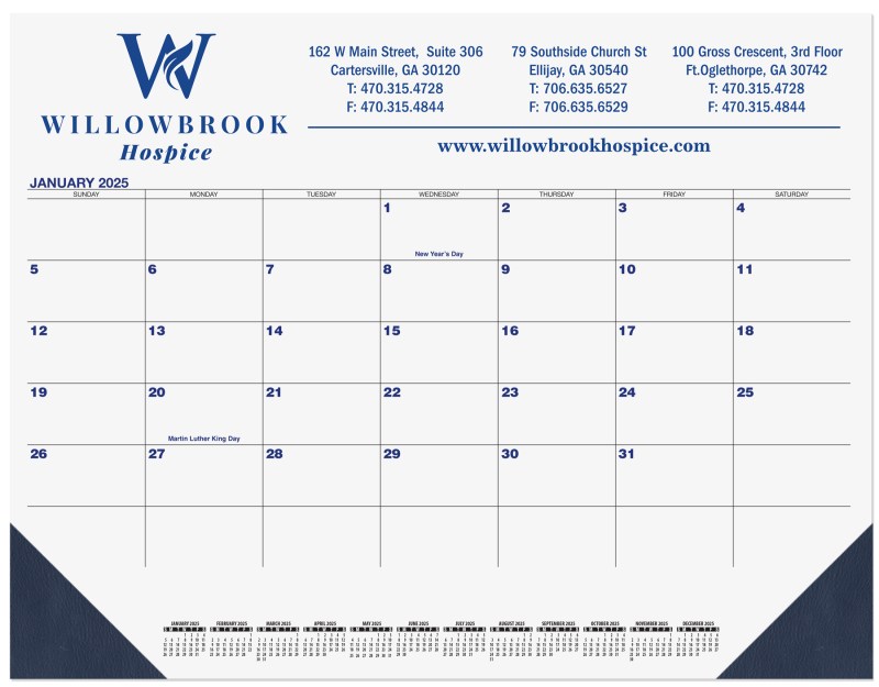 Blue & Black Calendar Desk Pad w/1 Color Imprint (21 ¾"x 17") 1 Blue & Black Calendar Desk Pad w/1 Color Imprint (21 ¾"x 17") 1