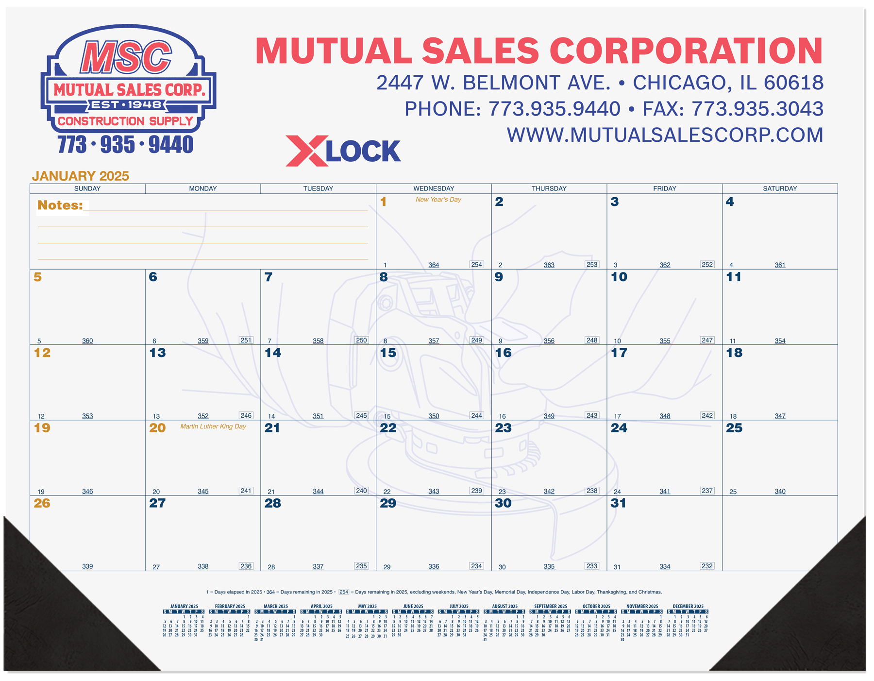 Blue & Gold Calendar Desk Pad w/13 Sheets & 2 Color Imprint & 13 Sheets (21 ¾"x 17") 1