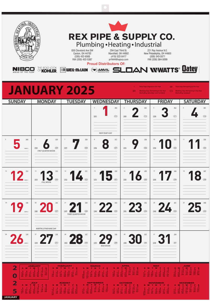 Red Contractor Calendar w/2 Color Imprint (18"x 25") 1 Red Contractor Calendar w/2 Color Imprint (18"x 25") 1