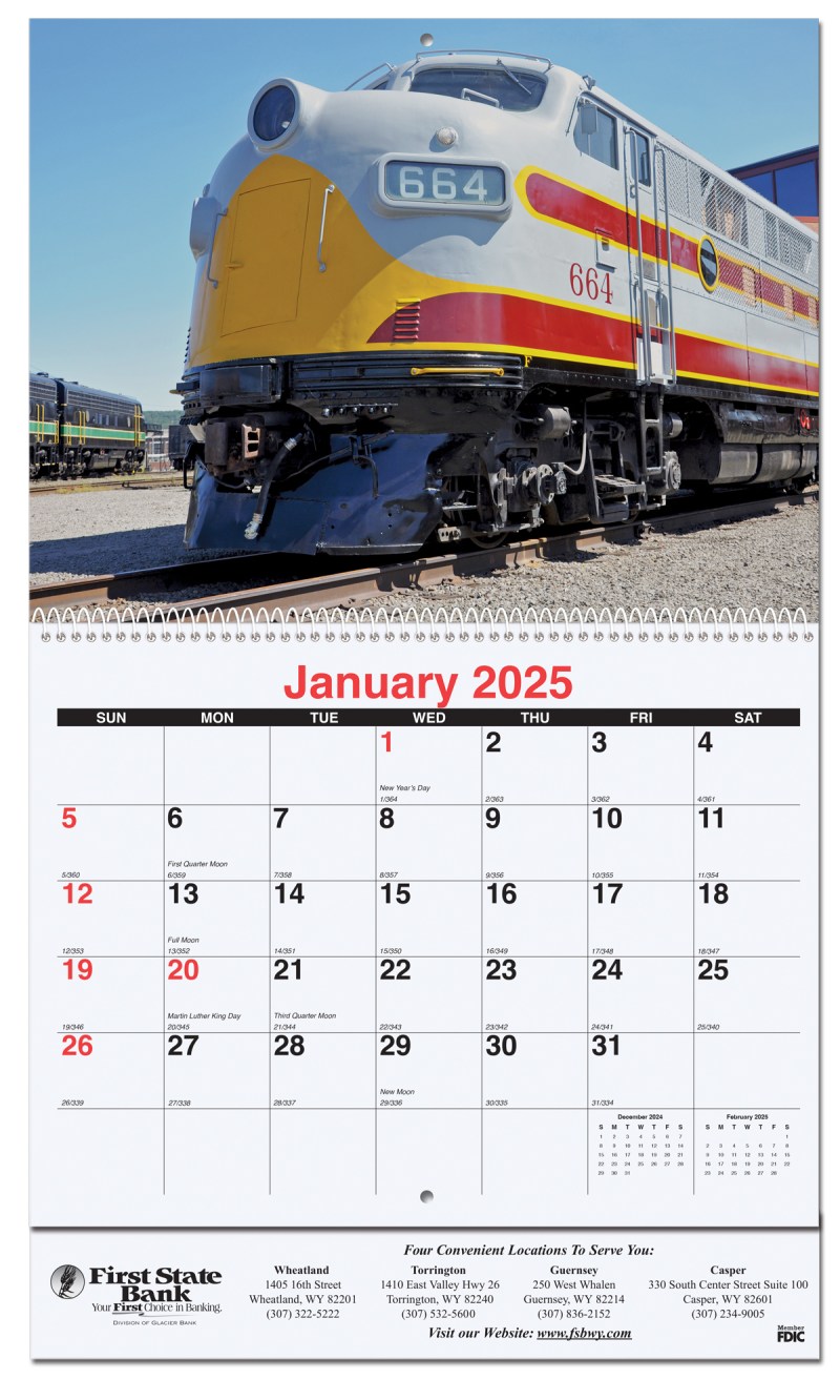Magnificent Trains Monthly Wall Calendar w/Staple Binding (10 5/8"x 18 ¼") 1 Magnificent Trains Monthly Wall Calendar w/Staple Binding (10 5/8"x 18 ¼") 1