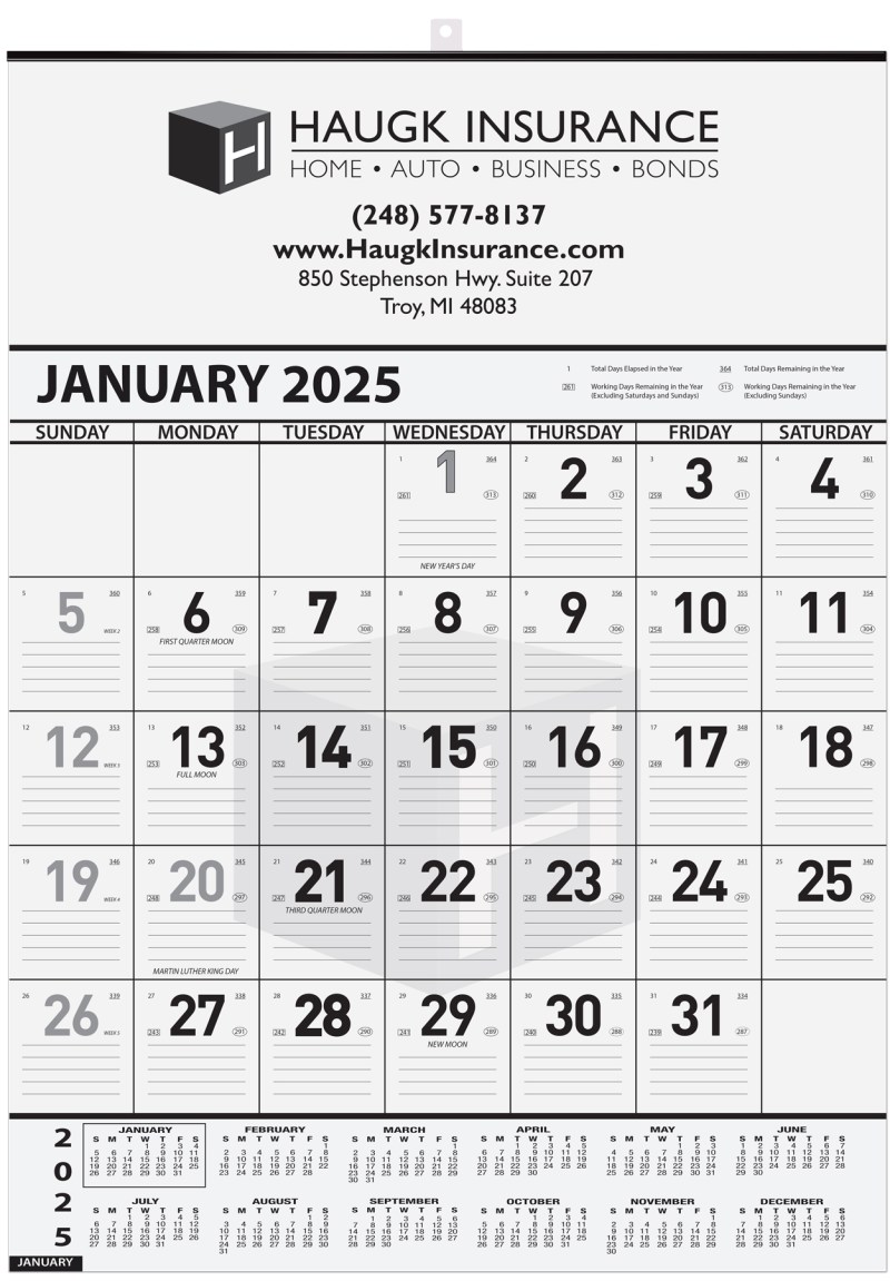 Black Contractor Calendar w/1 Color Imprint (18"x 25") 1 Black Contractor Calendar w/1 Color Imprint (18"x 25") 1