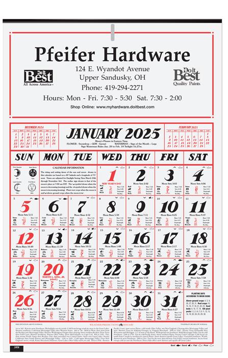 Almanac Calendar (12 ¼"x 18 5/8") 1 Almanac Calendar (12 ¼"x 18 5/8") 1