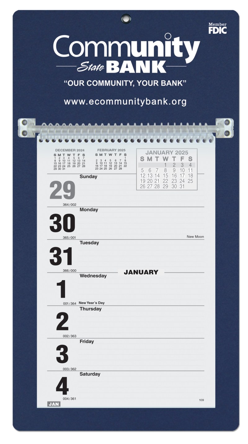 Foil Stamped Weekly Calendar w/Sunday Start (7"x 13") 1 Foil Stamped Weekly Calendar w/Sunday Start (7"x 13") 1
