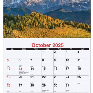 Peaceful Peaks Monthly Wall Calendar w/Staples (10 5/8"x18¼") 1 Peaceful Peaks Monthly Wall Calendar w/Staples (10 5/8"x18¼") 1