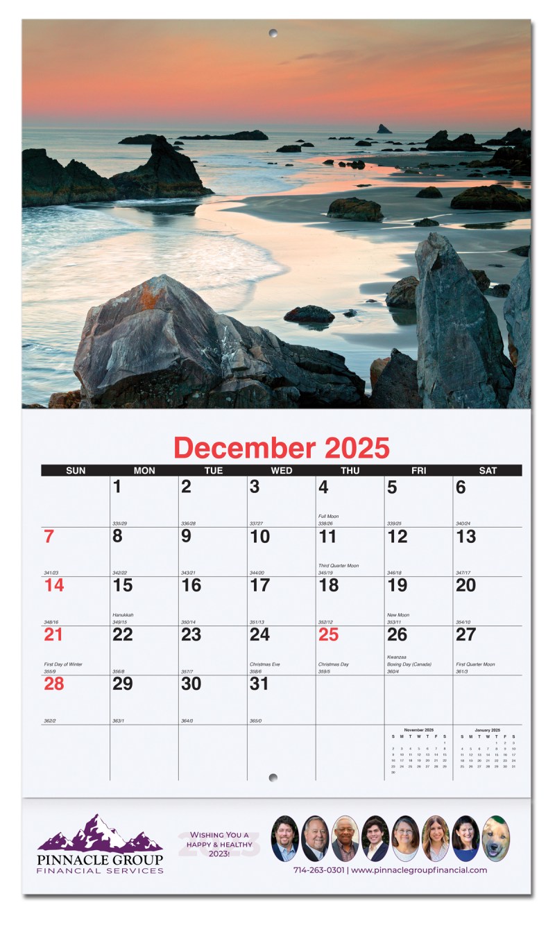 American Coasts Monthly Wall Calendar w/Staple Binding (10 5/8"x 18 ¼") 1 American Coasts Monthly Wall Calendar w/Staple Binding (10 5/8"x 18 ¼") 1