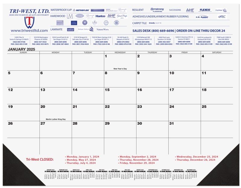 Black 13 Month Calendar Desk Pad w/2 Color Imprint (21 ¾"x 17") 1 Black 13 Month Calendar Desk Pad w/2 Color Imprint (21 ¾"x 17") 1