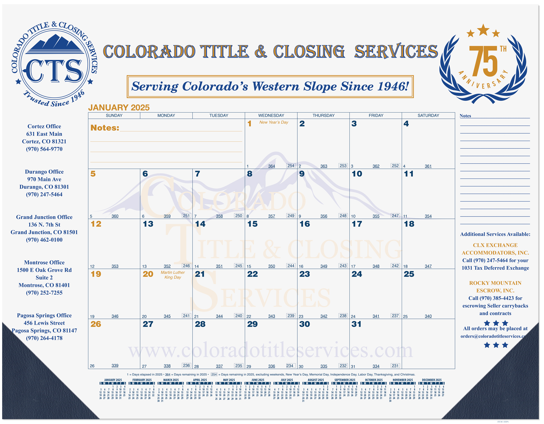 Blue & Gold Calendar Desk Pad w/2 Color Imprint (21 ¾"x 17") 1