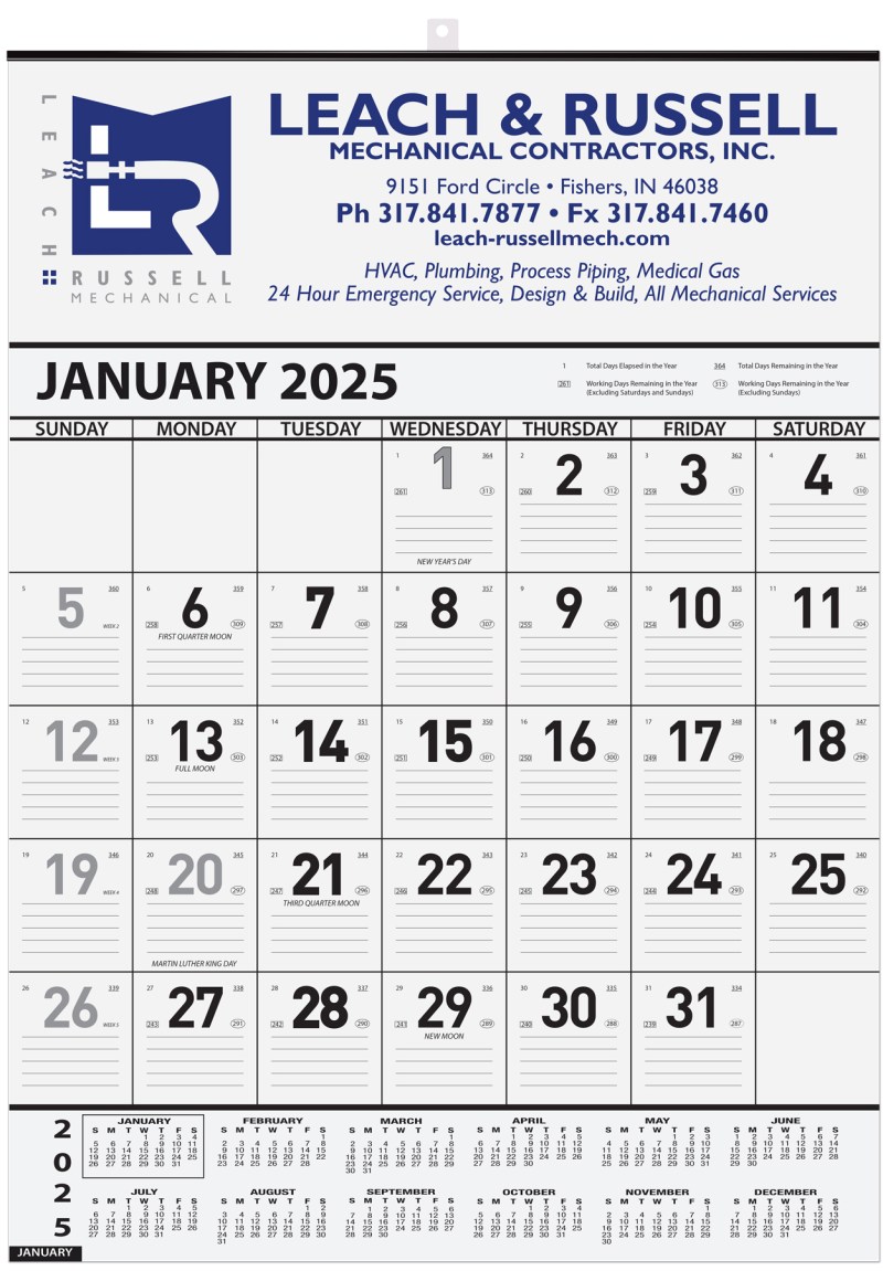 Black Contractor Calendar w/2 Color Imprint (18"x 25") 1 Black Contractor Calendar w/2 Color Imprint (18"x 25") 1