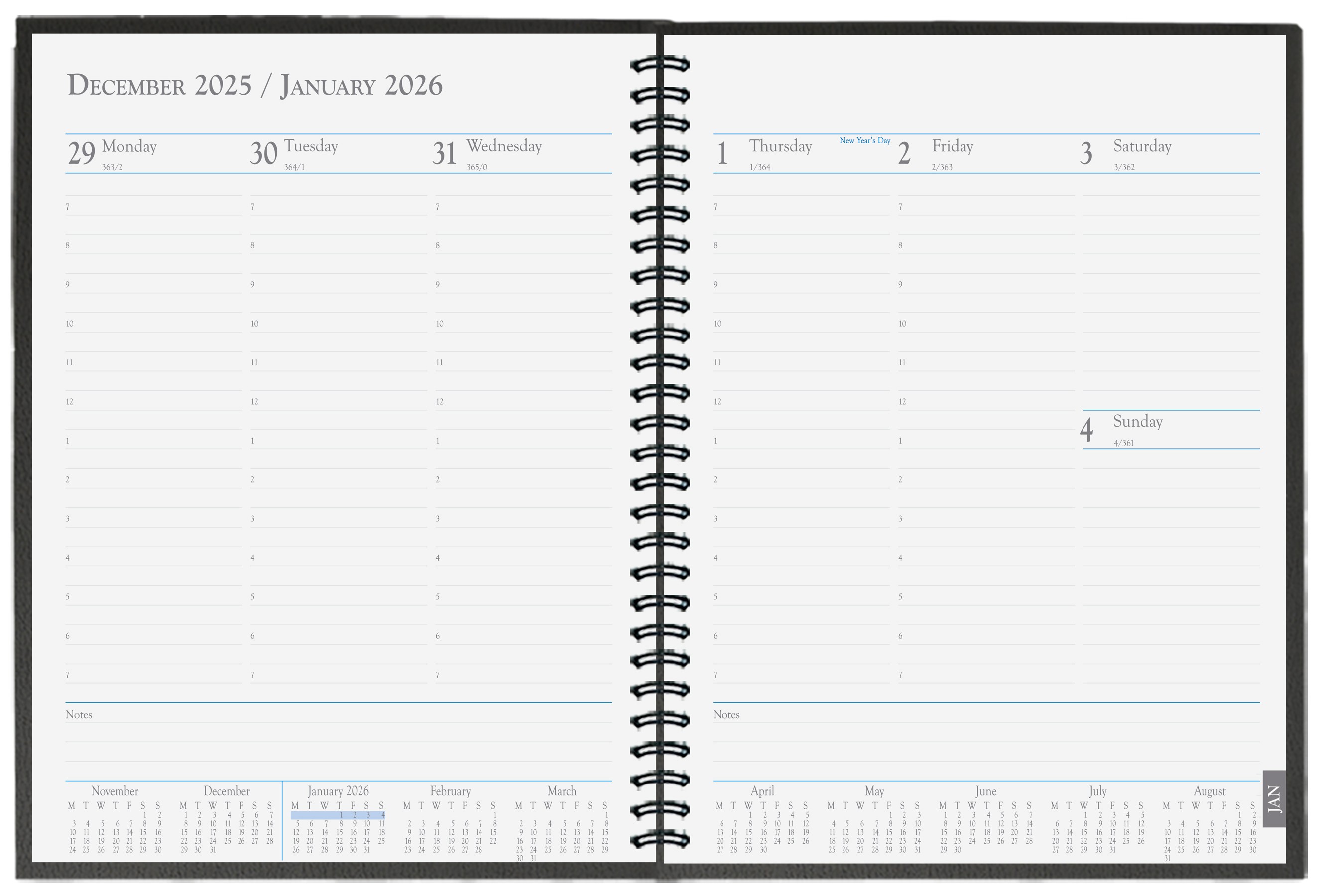 Time Manager Calendar w/Pen Safe Back (5"x 8") 1