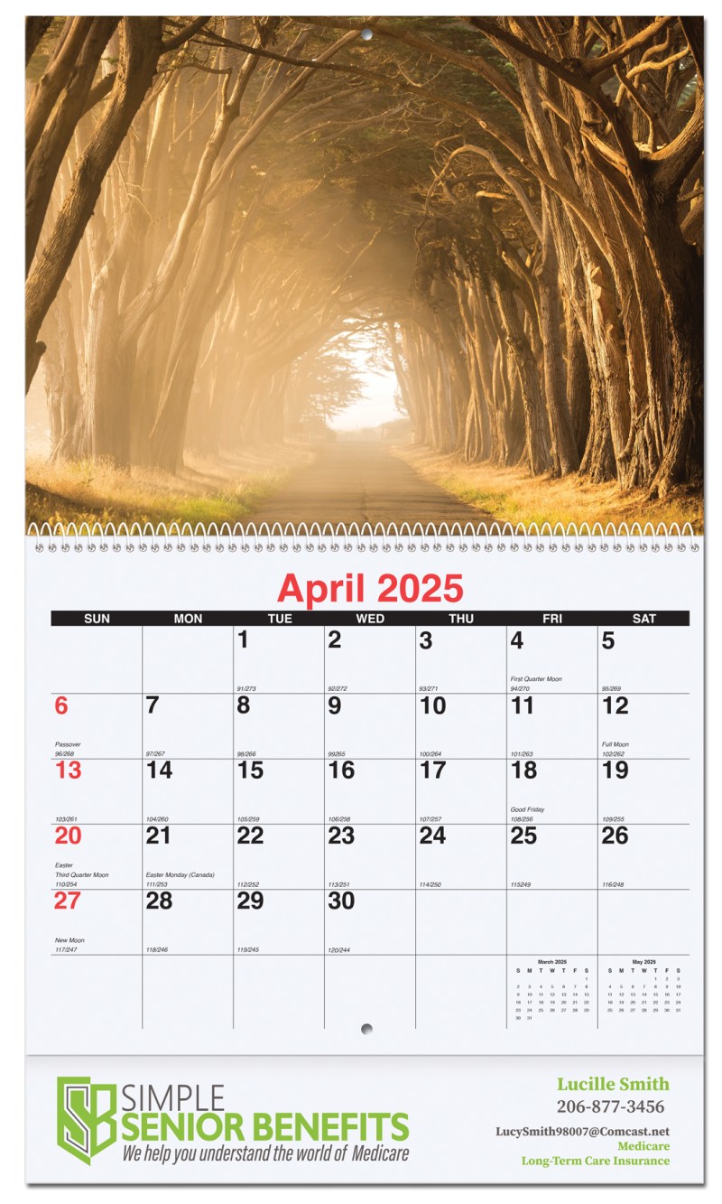 Serene Sunsets Monthly Wall Calendar w/Coil Binding (10 5/8"x 18 ¼") 1 Serene Sunsets Monthly Wall Calendar w/Coil Binding (10 5/8"x 18 ¼") 1