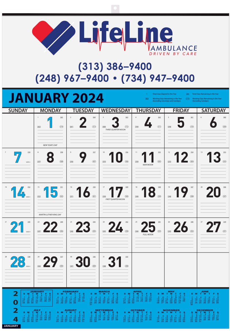 Blue Contractor Calendar w/2 Color Imprint (18"x 25") 1 Blue Contractor Calendar w/2 Color Imprint (18"x 25") 1