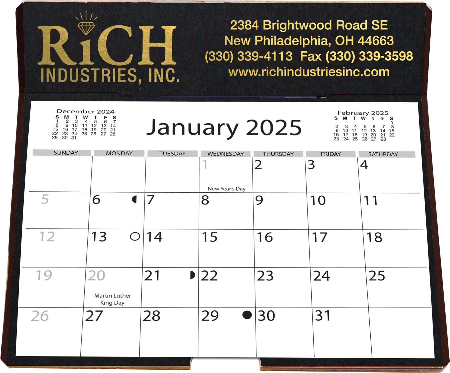 Foil Stamped Easel Back Calendar (6 ¼"x 6 3/8") 1