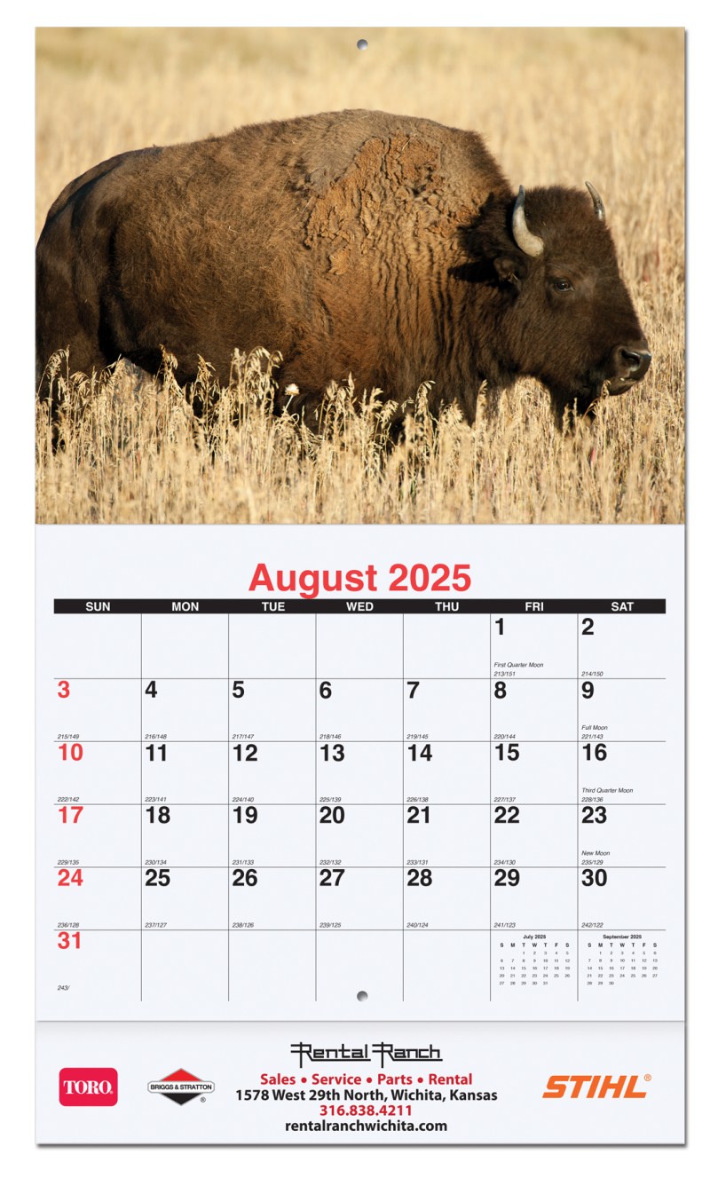 American Wildlife Monthly Wall Calendar w/Staple Binding (10 5/8"x 18 ¼") 1 American Wildlife Monthly Wall Calendar w/Staple Binding (10 5/8"x 18 ¼") 1