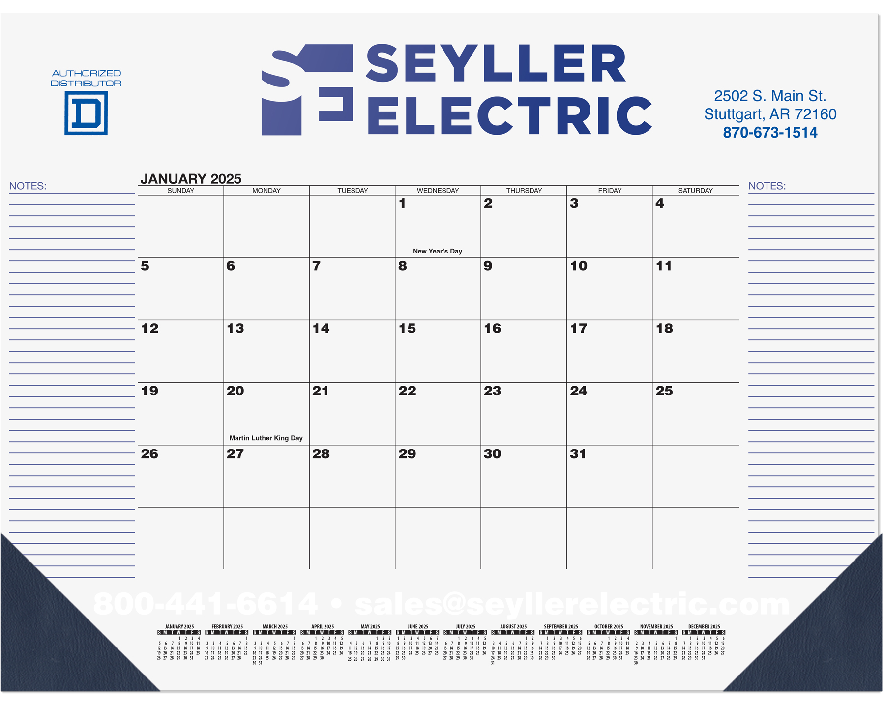 Black Calendar Desk Pad w/1 Color Imprint (21 ¾"x 17") 1