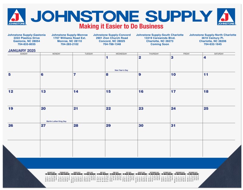 Blue & Black Calendar Desk Pad w/2 Color Imprint (21 ¾"x 17") 1 Blue & Black Calendar Desk Pad w/2 Color Imprint (21 ¾"x 17") 1